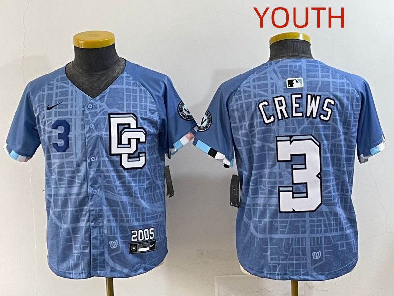 Youth 2025 Washington Nationals 3 Crews Blue Joint Name Nike MLB Jersey style 2